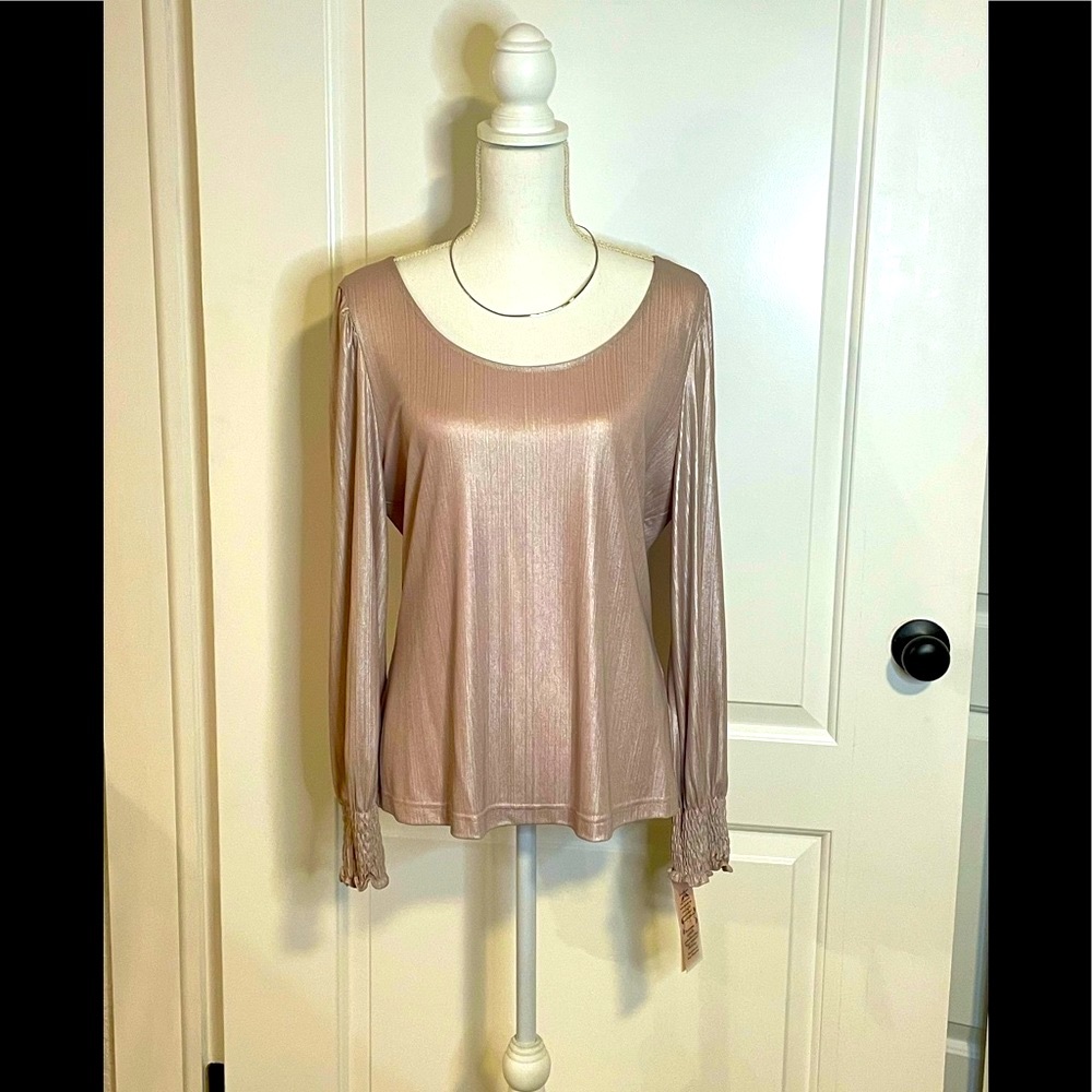 🆕 NWT Nanette Lepore Countryside Dreams Long Sleeve Top in Demure Pink - Size M